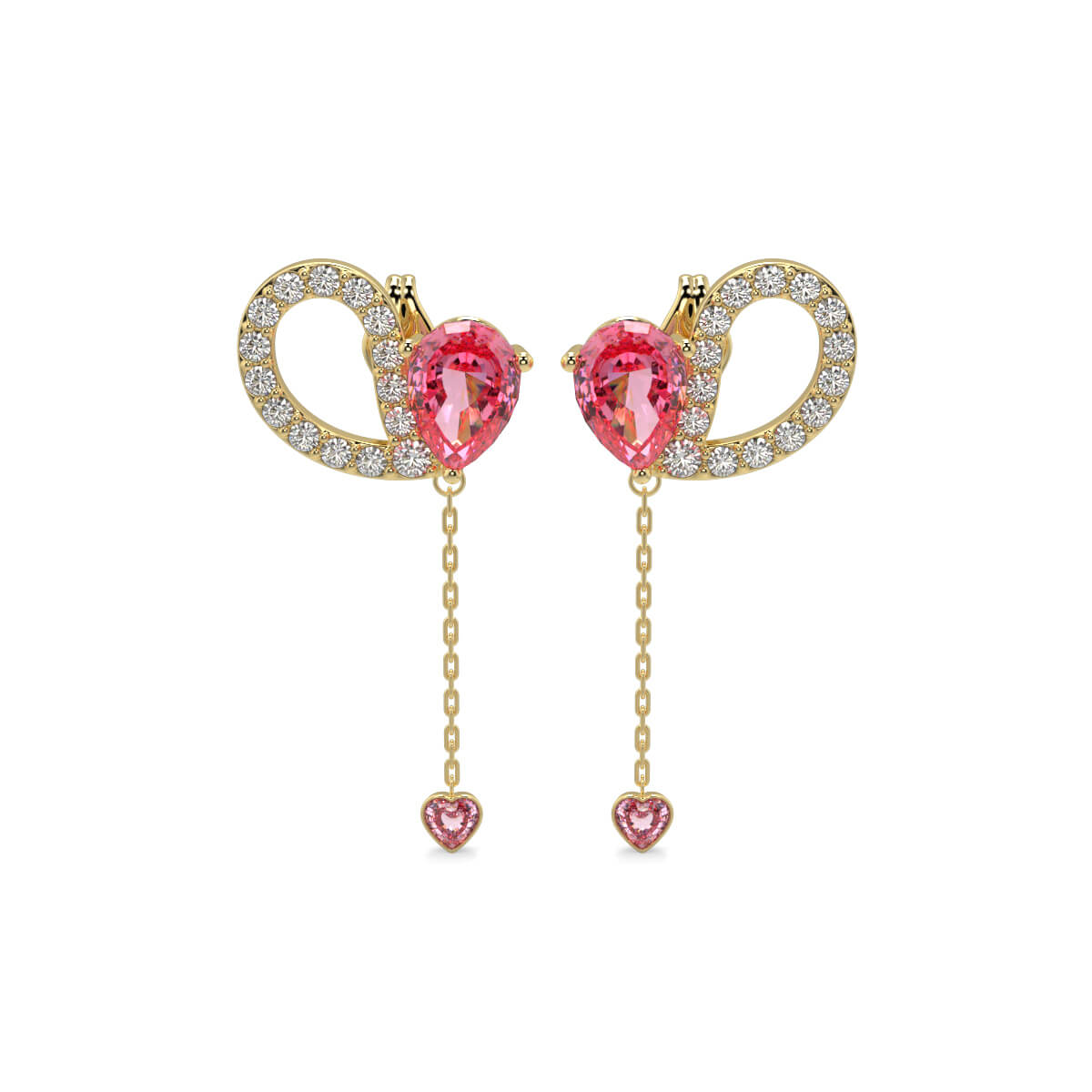 Rosy Heart Rose quartz and Diamond Earrings