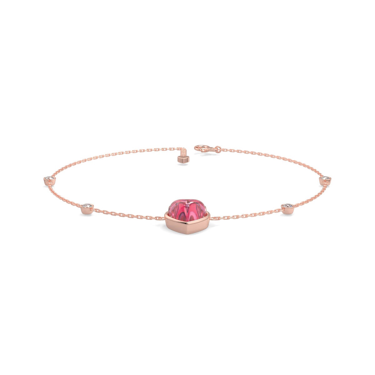 Queen Heart Rose Quartz and Diamond Bracelet