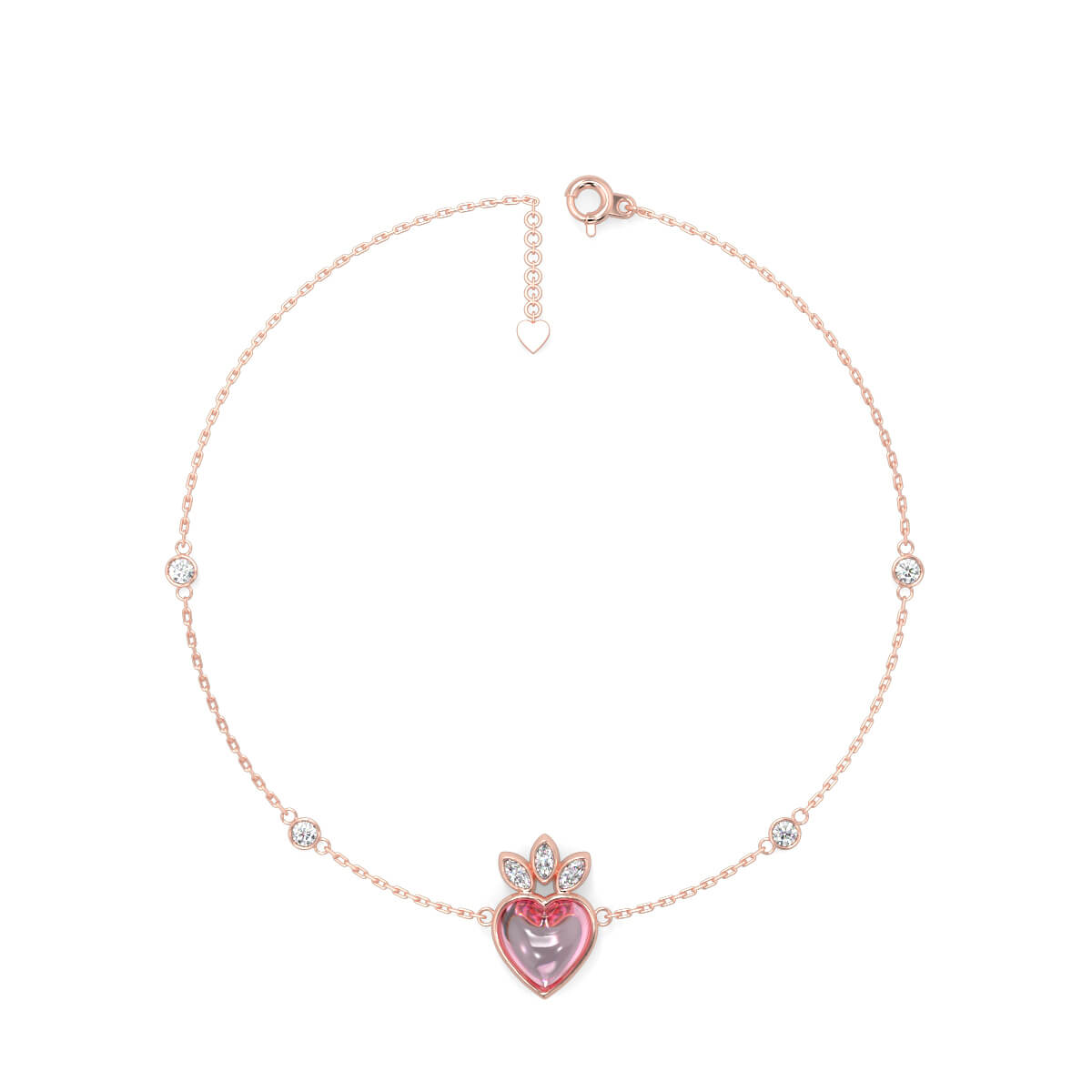 Queen Heart Rose Quartz and Diamond Bracelet