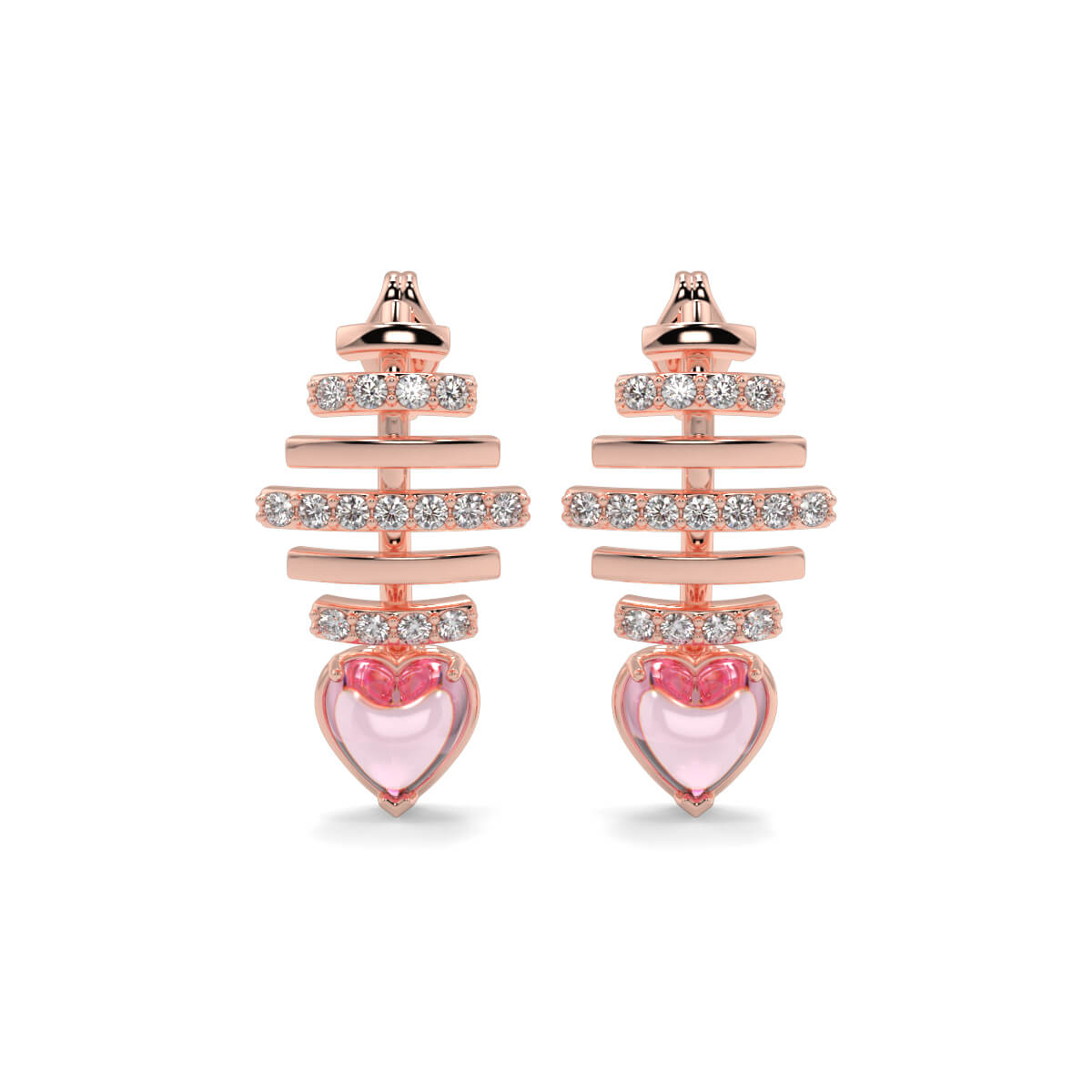 Benevolence Rose Quartz and Diamond Earrings 