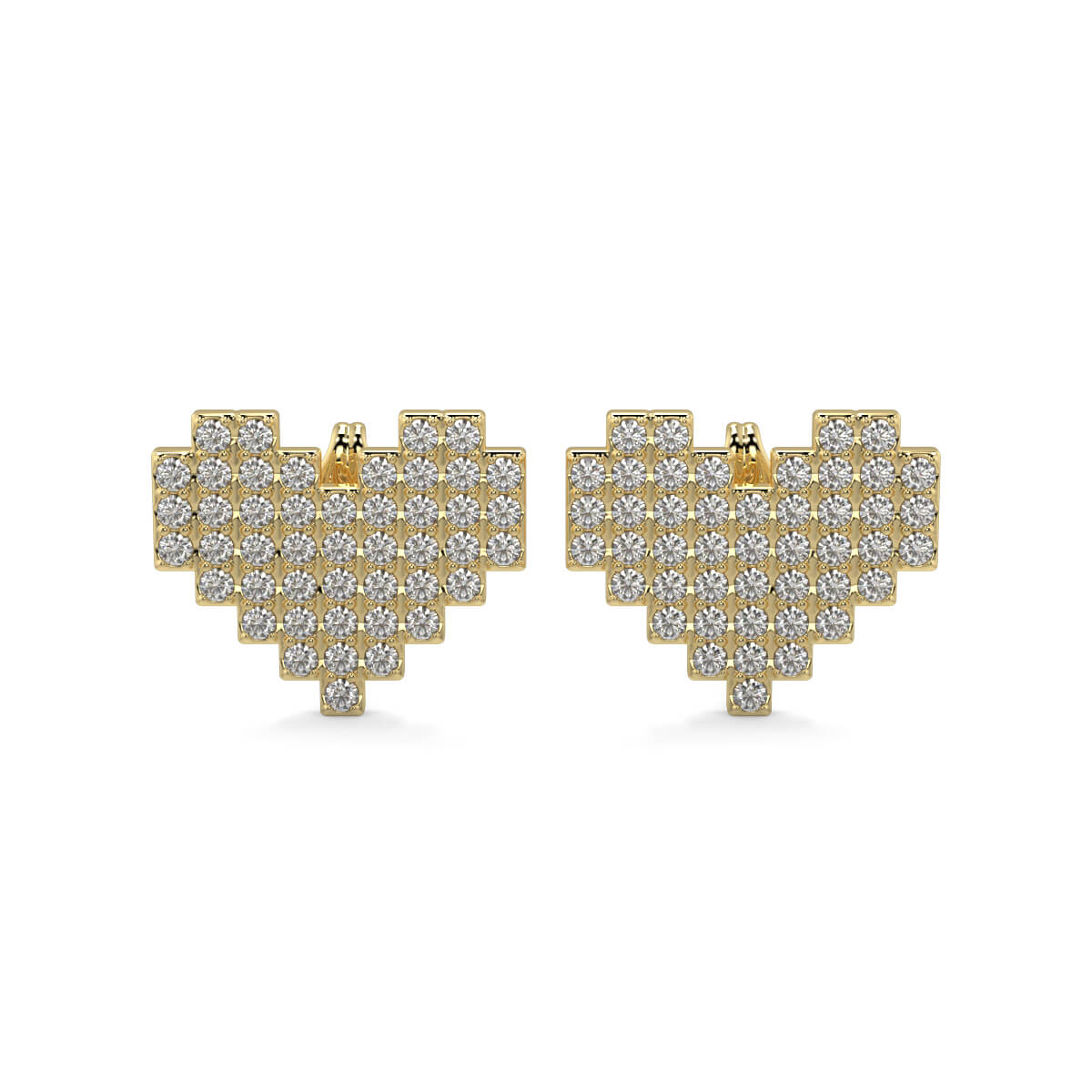 Techno Heart Diamond Studs 