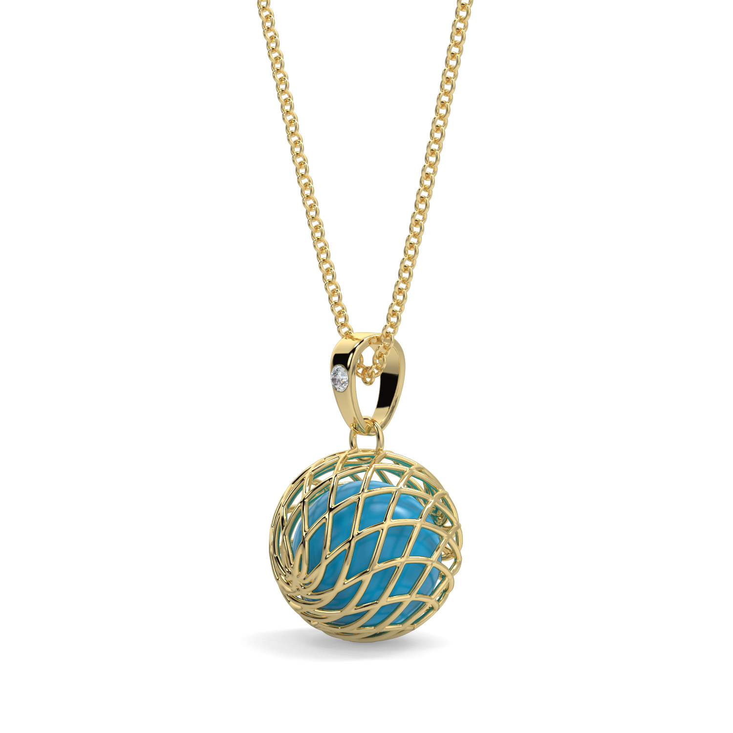 Azzurro Pendant, Gold Pendant, Turquoise pendant